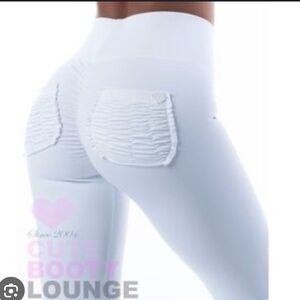 Rare New CBL cute booty lounge active white leggings scrunch butt